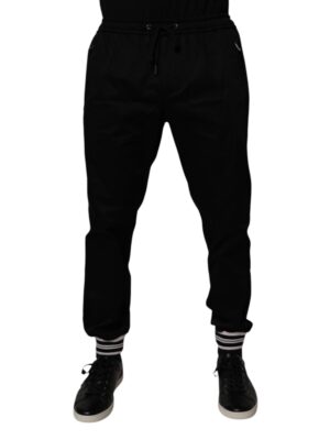 Dolce & Gabbana Black Cotton Stretch Jogger Sweatpants Pants