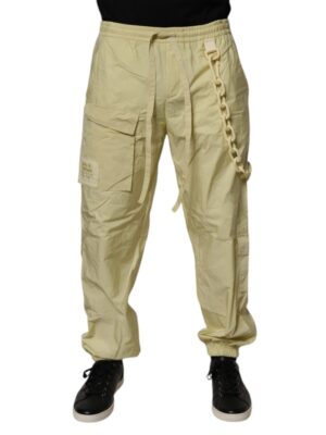 Dolce & Gabbana Yellow Nylon Cargo Chain Men Jogger Pants