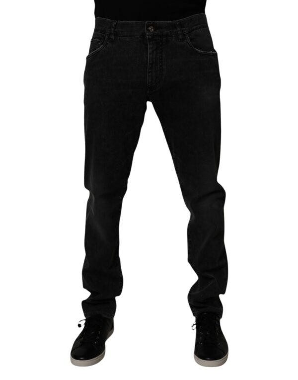 Dolce & Gabbana Black Cotton Stretch Slim Fit Men Denim Jeans - Image 2