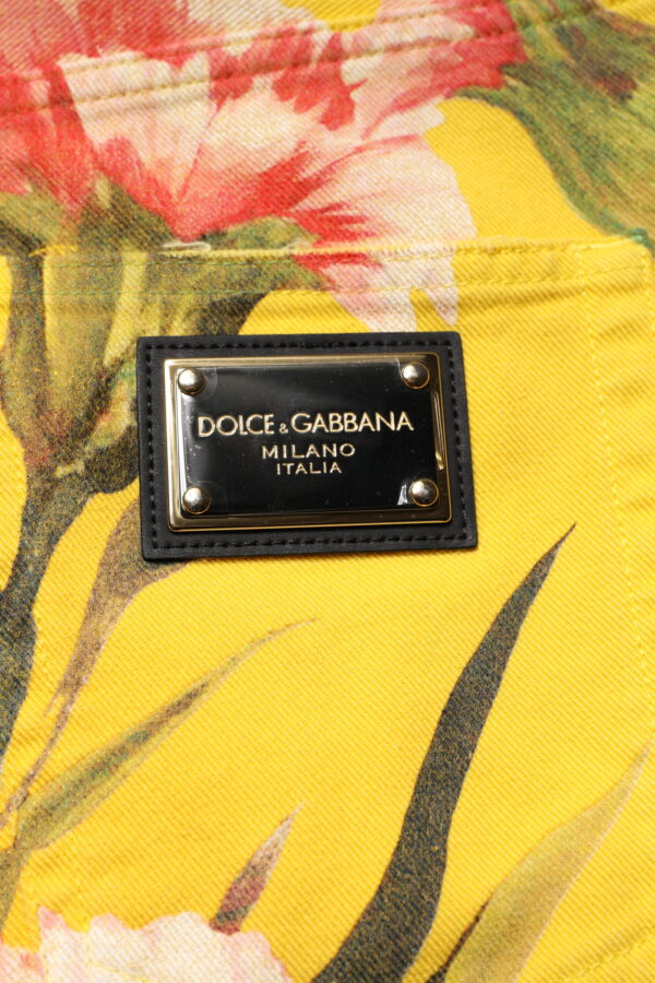 Dolce & Gabbana Yellow Floral Cargo Denim Men Bermuda Shorts - Image 6