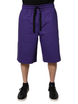 Dolce & Gabbana Purple Cotton Men Bermuda Sweatshorts Shorts