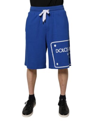 Dolce & Gabbana Blue Logo Cotton Bermuda Sweatshorts Shorts