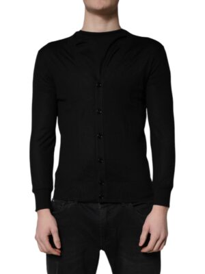 Dolce & Gabbana Black Cashmere Button Down Cardigan Sweater