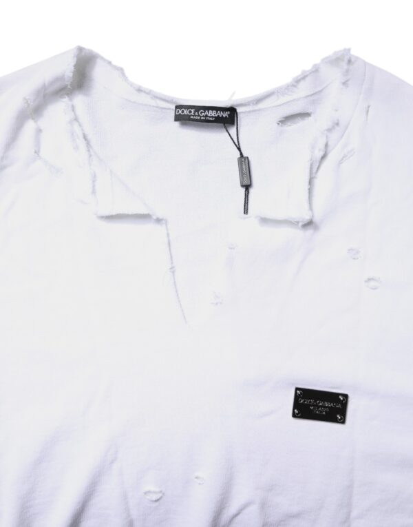 Dolce & Gabbana White Cotton Men Pullover Sweatshirt Sweater - Image 6