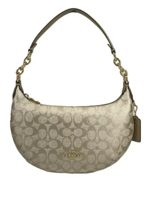 COACH Payton Signature PVC Leather Shoulder Bag Champagne Gold