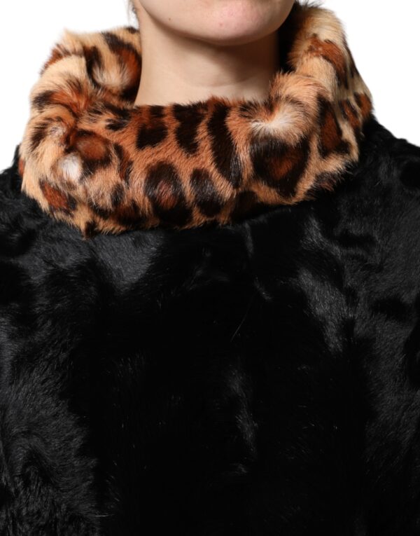 Dolce & Gabbana Black Lamb Fur Short Women Coat Jacket - Image 5