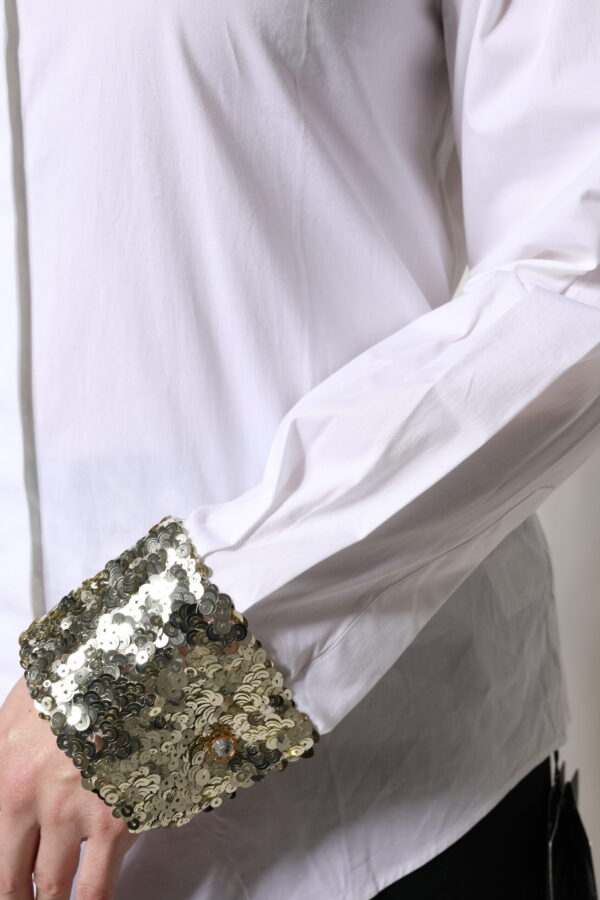 Dolce & Gabbana White Cotton Long Sleeves Sequin Shirt Top - Image 6