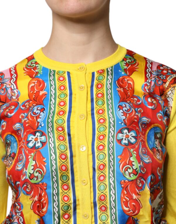 Dolce & Gabbana Yellow Floral Long Sleeves Cardigan Sweater - Image 5