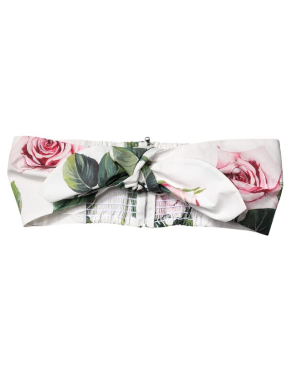 Dolce & Gabbana White Floral Print Cropped Bustier Corset Top - Image 6