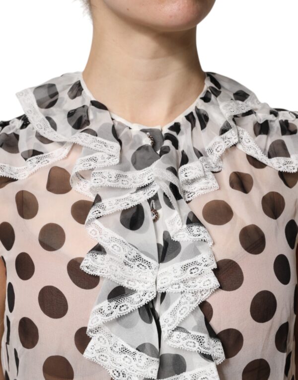 Dolce & Gabbana White Black Polka Dot Cotton Sleeveless Top - Image 6