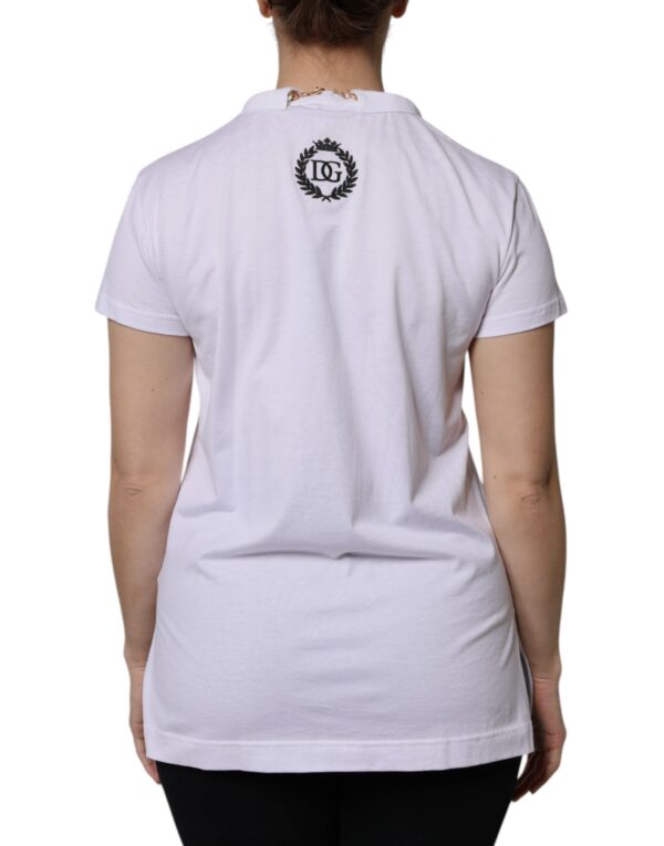 Dolce & Gabbana White Necklace Cotton Short Sleeve T-shirt - Image 4