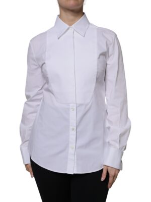 Dolce & Gabbana White Cotton Dress Collared Dress Shirt Top