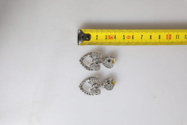 Dolce & Gabbana Silver Heart Bow Rhinestones Dangle Clip-On Earrings - Image 4
