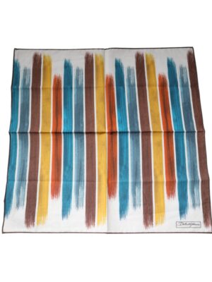 Dolce & Gabbana Multicolor Stripes Cotton Square Foulard Scarf