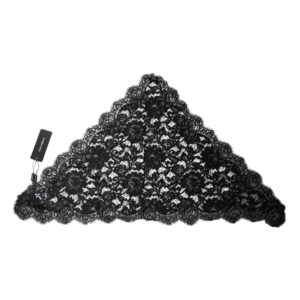 Dolce & Gabbana Black Floral Lace Cotton Triangle Foulard Scarf