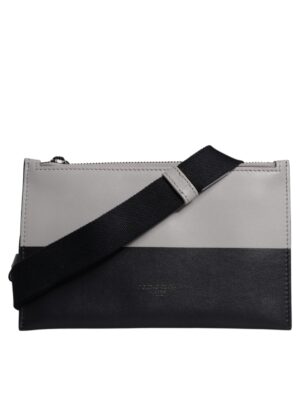 Dolce & Gabbana Black White Leather Logo Embossed Crossbody Bag