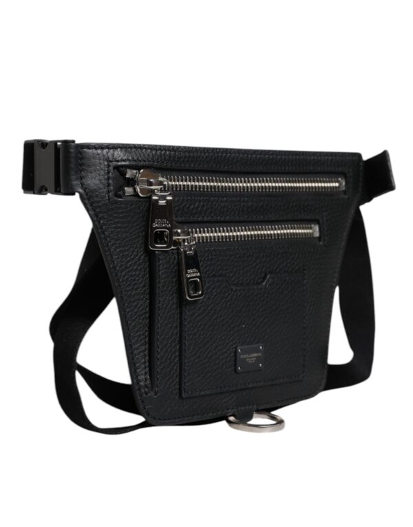 Dolce & Gabbana Black Calfskin Logo Plaque Belt Waist Men Fanny Pack Bag - Image 3