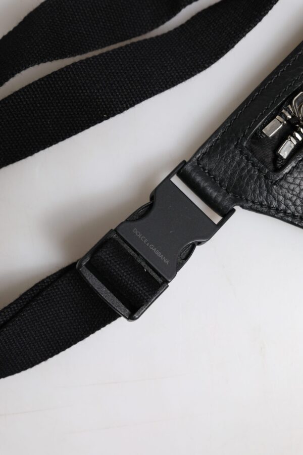 Dolce & Gabbana Black Calfskin Logo Plaque Belt Waist Men Fanny Pack Bag - Image 7