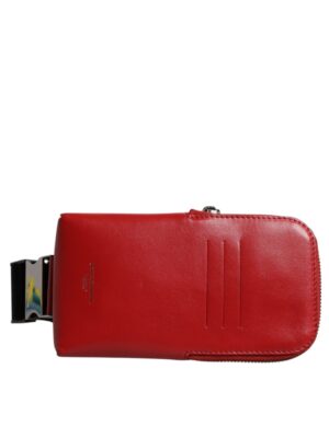 Dolce & Gabbana Red Calfskin Logo Purse Phone Belt Waist Bag