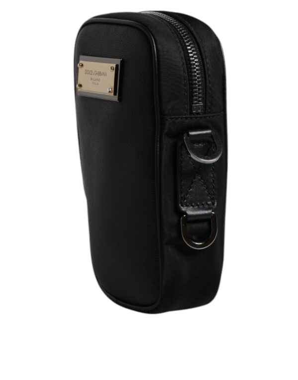 Dolce & Gabbana Black Nylon Leather Logo Plaque Crossbody Sling Bag - Image 3