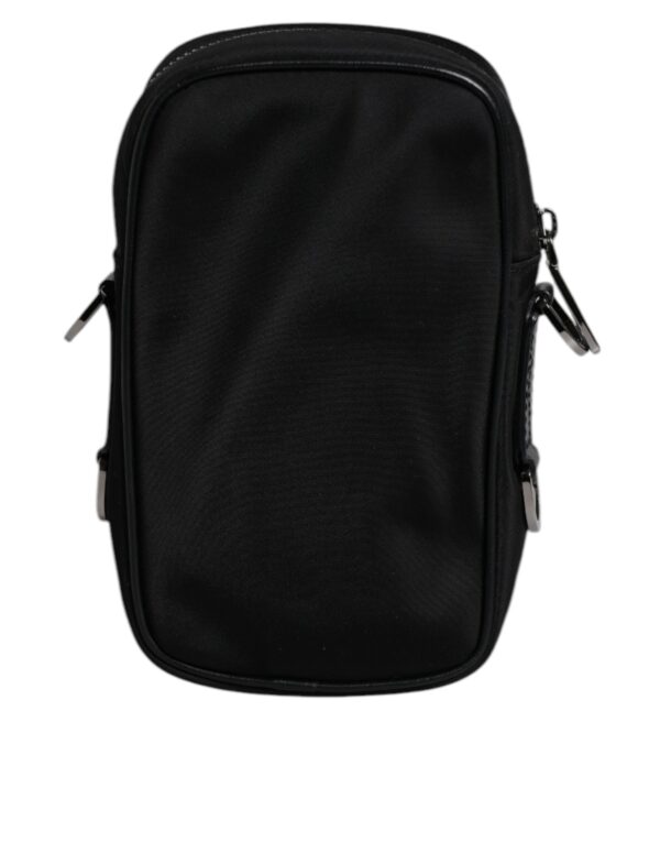 Dolce & Gabbana Black Nylon Leather Logo Plaque Crossbody Sling Bag - Image 4