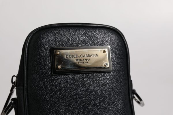 Dolce & Gabbana Black Nylon Leather Logo Plaque Crossbody Sling Bag - Image 6