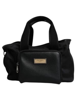 Dolce & Gabbana Black Shoulder Strap Pet Carry Logo Plaque Bag