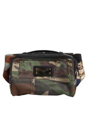 Dolce & Gabbana Multicolor Camouflage Patchwork Logo Waist Fanny Pack Bag