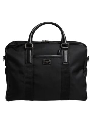 Dolce & Gabbana Black Leather Document Briefcase Top Handle Bag