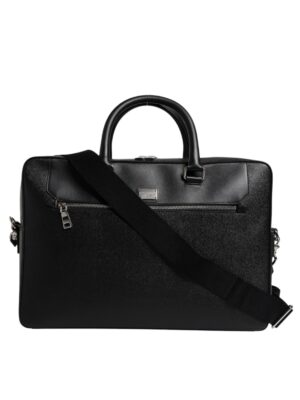 Dolce & Gabbana Black Logo Plaque Double Handle Messenger Bag