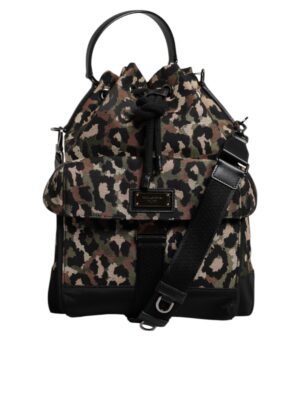 Dolce & Gabbana Multicolor Leopard Cotton Shoulder Bucket Bag