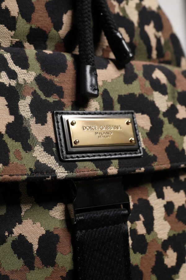 Dolce & Gabbana Multicolor Leopard Cotton Shoulder Bucket Bag - Image 8
