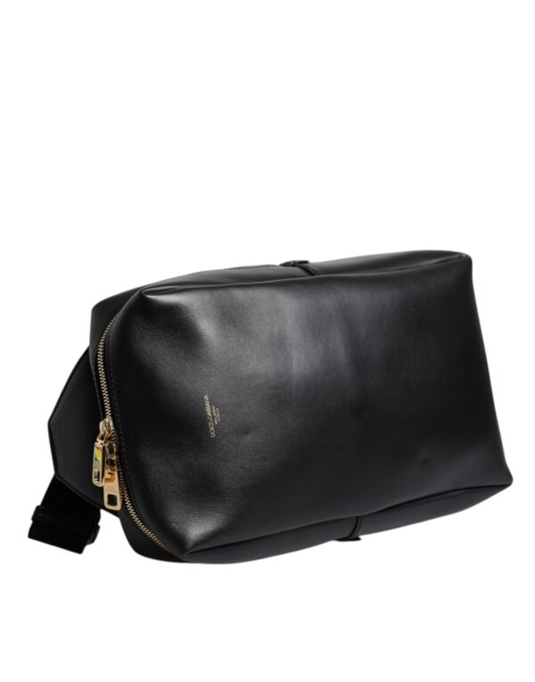 Dolce & Gabbana Black Logo Leather Belt Waist Shoulder Men Crossbody Bag - Image 3