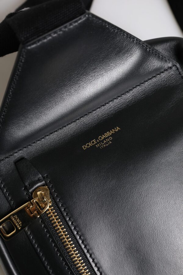 Dolce & Gabbana Black Logo Leather Belt Waist Shoulder Men Crossbody Bag - Image 6