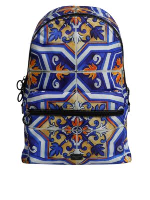Dolce & Gabbana Multicolor Majolica Print Nylon Travel Backpack Bag