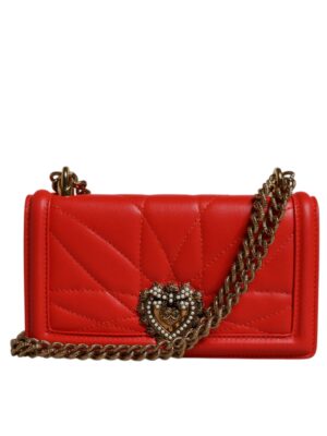 Dolce & Gabbana Red Quilted Devotion Crossbody Chain Phone Cover Bag