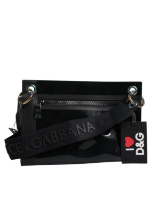 Dolce & Gabbana Black PVC Leather Pouch Shoulder Strap Bag