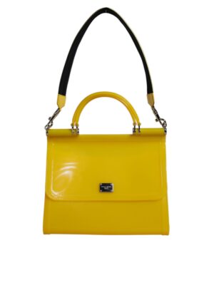 Dolce & Gabbana Yellow PVC Cotton Satchel Shoulder Strap Bag