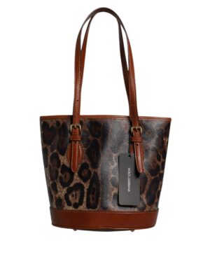 Dolce & Gabbana Brown Leopard Leather Shoulder Strap Tote Bag
