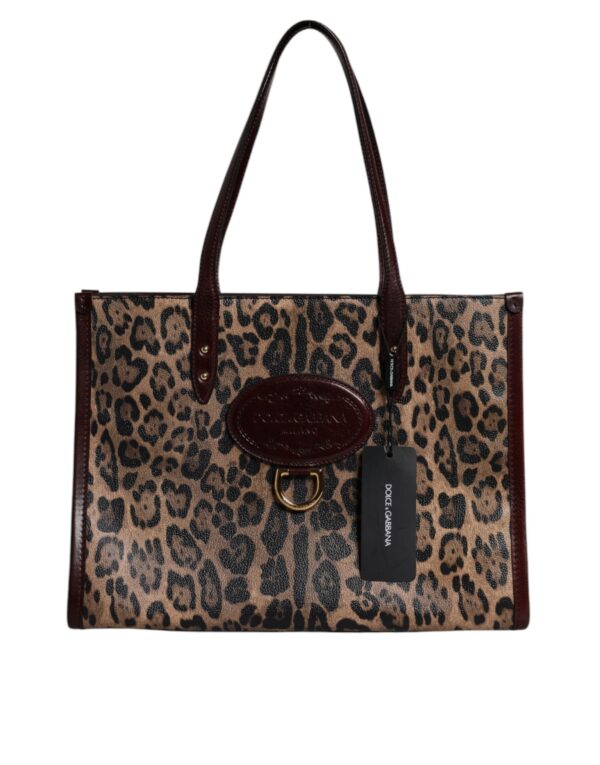 Dolce & Gabbana Brown Leopard Leather Shoulder Strap Tote Bag