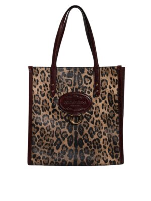 Dolce & Gabbana Brown Leopard Leather Shoulder Strap Tote Bag