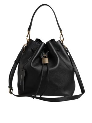 Dolce & Gabbana Black Calfskin Leather DOLCE Shoulder Bucket Bag
