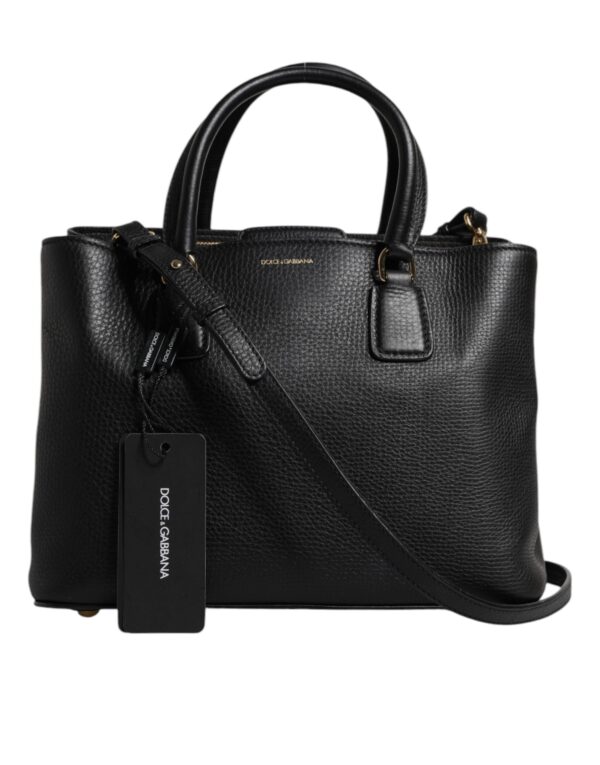 Dolce & Gabbana Black Calf Leather Logo Plaque Shoulder Handbag Bag - Image 3