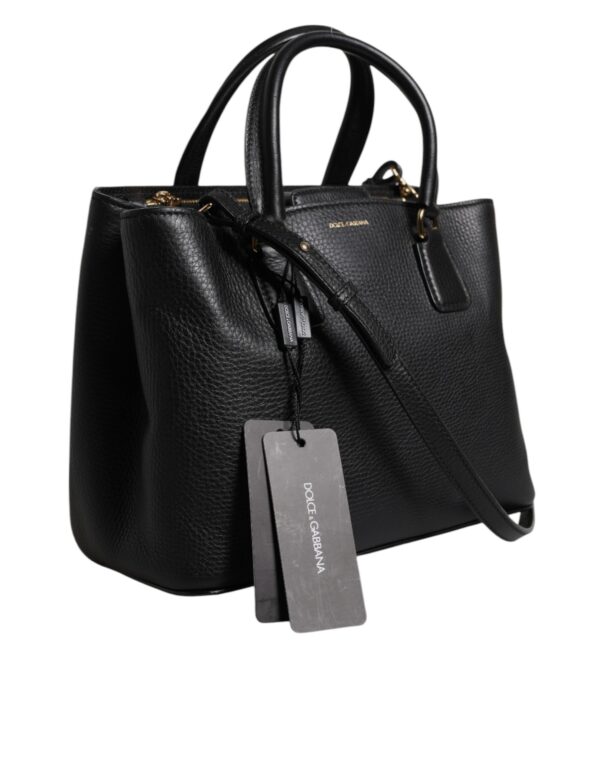 Dolce & Gabbana Black Calf Leather Logo Plaque Shoulder Handbag Bag - Image 4