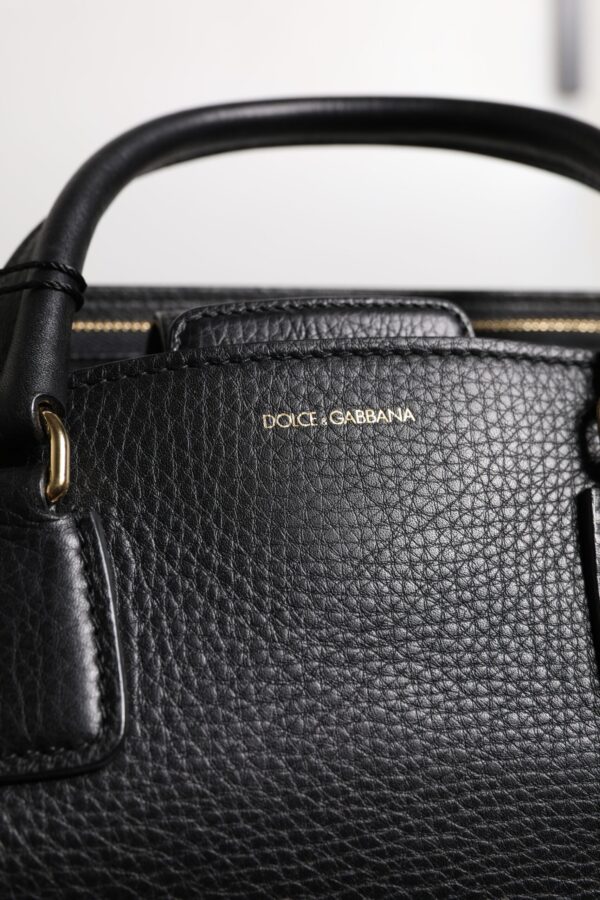 Dolce & Gabbana Black Calf Leather Logo Plaque Shoulder Handbag Bag - Image 7