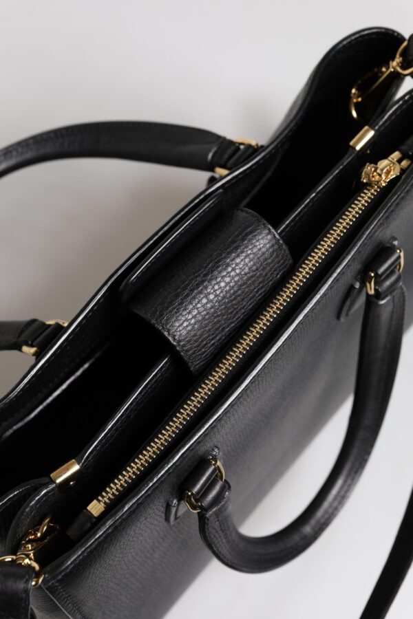 Dolce & Gabbana Black Calf Leather Logo Plaque Shoulder Handbag Bag - Image 8