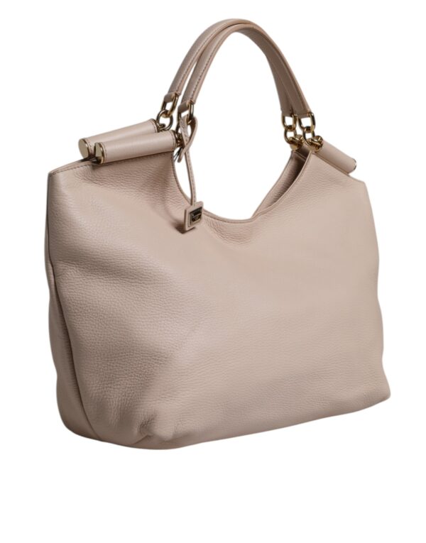 Dolce & Gabbana Light Pink Deer Leather Logo Plaque Tote Top Handle Bag - Image 3