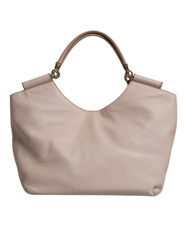 Dolce & Gabbana Light Pink Deer Leather Logo Plaque Tote Top Handle Bag - Image 4