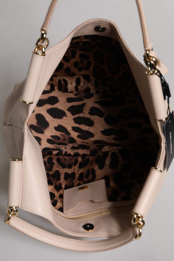 Dolce & Gabbana Light Pink Deer Leather Logo Plaque Tote Top Handle Bag - Image 8