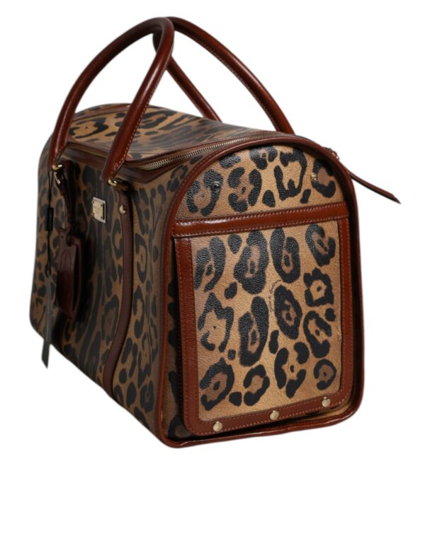 Dolce & Gabbana Brown Leopard Print Logo Plaque Top Handle Handbag Bag - Image 4